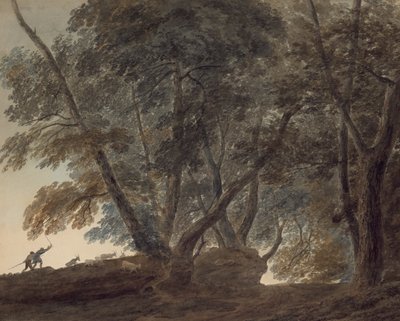 De geitenhoeder: Uitzicht op de Galleria di Sopra boven het meer van Albano door John Robert Cozens