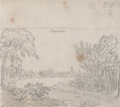 Uitzicht op Florence vanaf de zuidoever van de Arno door John Robert Cozens