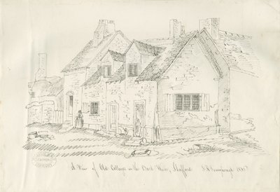 Stafford - Oud huisje in Back Walls: pen en inkt tekening, 1836 door John Robert Fernyhough