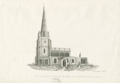 Uttoxeter Kerk [Oud]: pen en inkt tekening, 1836 door John Robert Fernyhough