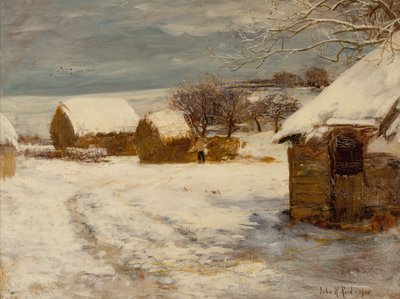 Een boerderij in de winter door John Robertson Reid