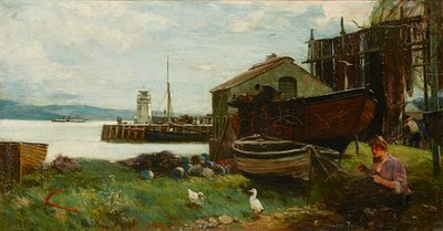 De netten repareren, Ardrishaig door John Robertson Reid