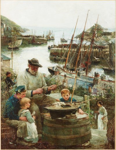 Scheepsmodelmaker met Haven, 1908 door John Robertson Reid