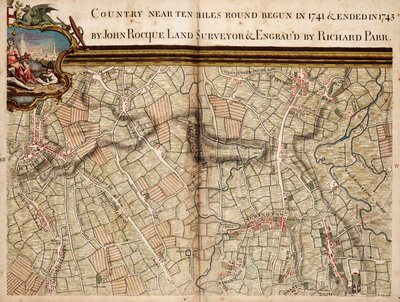 Kaart van Highgate, Kentish Town, Holloway, Tottenham en Newington door John Rocque