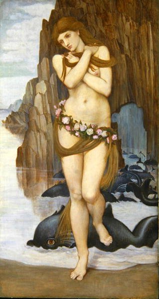 Venus die uit de zee oprijst, begin jaren 1870 door John Roddam Spencer Stanhope