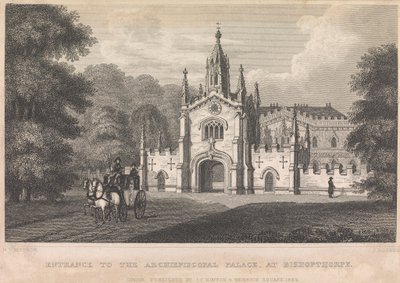 Ingang van het aartsbisschoppelijk paleis, bij Bishopthorpe (uitgegeven door I. T. Hinton); pagina 34 (deel één) door John Rogers