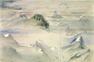 Alpiene pieken: Jungfrau en anderen, 1846 door John Ruskin