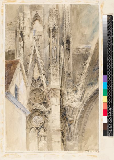 Ingang van het zuidtransept van de kathedraal van Rouen, 1854 door John Ruskin