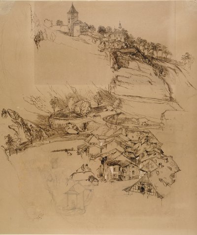 Fribourg, Zwitserland: Pennenschets, juli of augustus - september 1856 door John Ruskin