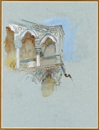 Studie van Pisan Gotiek, Deel van de gevel van San Michele in Borgo, Pisa, 1 juli 1890 door John Ruskin