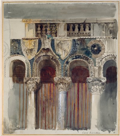 Studie van de Marmeren Inleg op de Voorzijde van de Casa Loredan, Venetië, september-oktober 1845 door John Ruskin