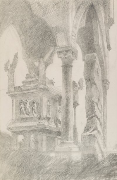 Studie van het graf van Mastino II della Scala in Verona, ca. 1869 door John Ruskin