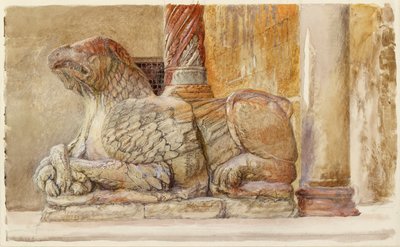 De Gryphon die de noordelijke Schacht van de westelijke Ingang van de Duomo draagt, Verona, 18-28 juni 1869 door John Ruskin