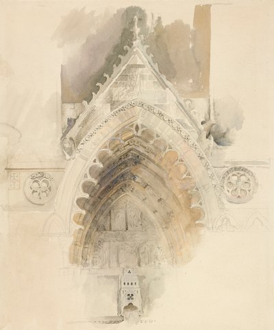 De noordelijke boog van de westelijke ingang van de kathedraal van Amiens, 17-18 mei of 23 september 1856 door John Ruskin