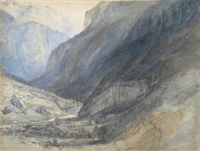 De vallei van Lauterbrunnen, Zwitserland door John Ruskin