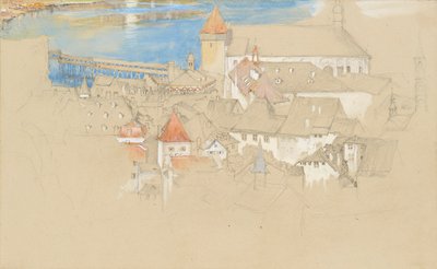 Uitzicht op Luzern van bovenaf, 1861 of 1866 door John Ruskin