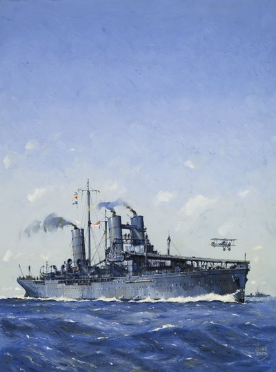 HMS Campania (gouache op papier) door John S. Smith