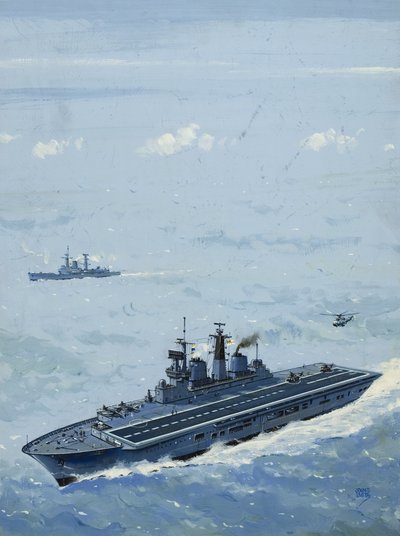 HMS Invincible (gouache op papier) door John S. Smith