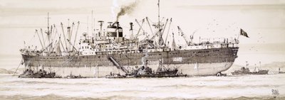 Russische trawlers zwermen rond een fabrieksschip door John S. Smith