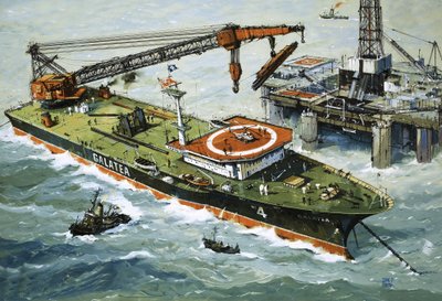 De Galatea, uitgerust met een zware hijskraan door John S. Smith