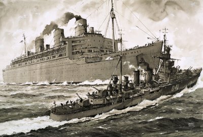 De Queen Mary raakt de kruiser Curacoa door John S. Smith