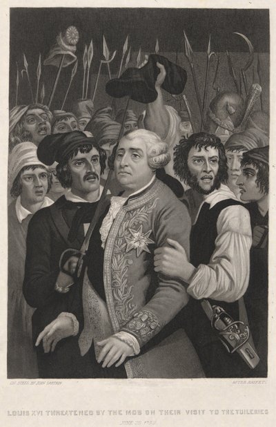 Lodewijk XVI Bedreigd door de Menigte tijdens hun Bezoek aan de Tuilerieën door John Sartain