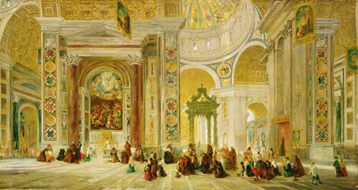 Interieur van de Sint-Pietersbasiliek, Rome door John Scarlett Davis
