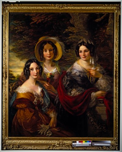 Portret van Frances, Charlotte & Catherine Voules door John Scarlett Davis