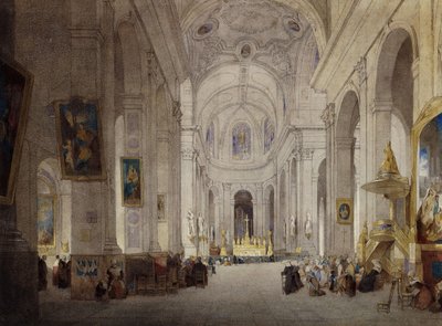 Het Interieur van de Kerk van St. Sulpice, Parijs door John Scarlett Davis