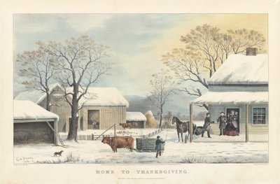 Thuis voor Thanksgiving door John Schutler after George Henry Durrie