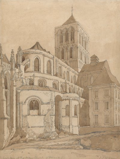Abdijkerk in Fecamp, Normandië door John Sell Cotman