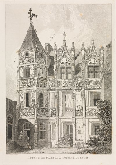Architectonische antiquiteiten van Normandië (Vol. II), Pl. 64: Huis op de Place de la Pucelle, in Rouen door John Sell Cotman