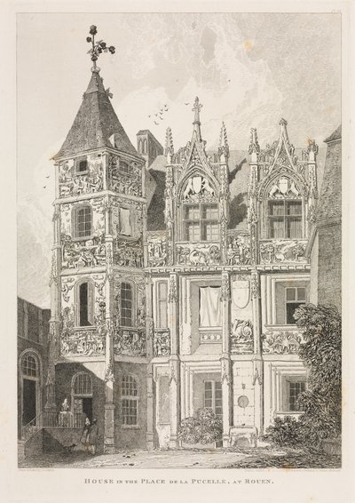 Architectonische Oudheden van Normandië Vol. II, Pl. 64: Huis op de Place de la Pucelle, in Rouen door John Sell Cotman