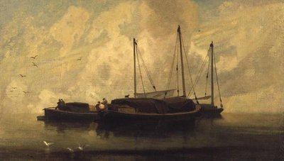 Boten voor Anker op Breydon Water, c.1810 door John Sell Cotman
