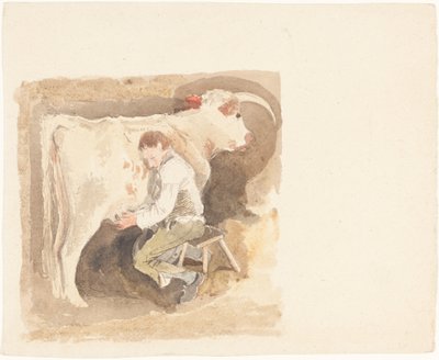 Jongen Melkt Koe door John Sell Cotman