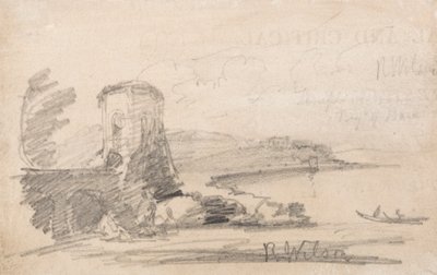 Brug en toren, naar Richard Wilson door John Sell Cotman