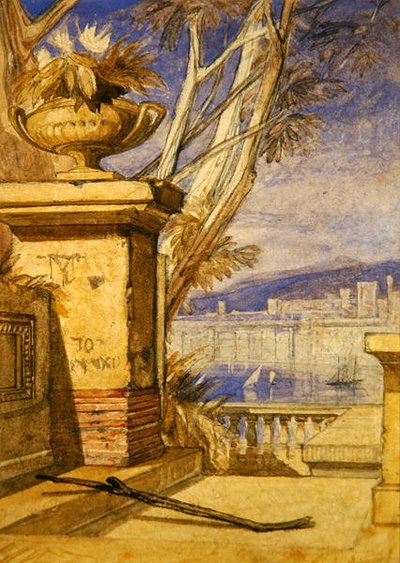 Klassiek Landschap met een Urn: een Ontwerp voor een Frontispice door John Sell Cotman