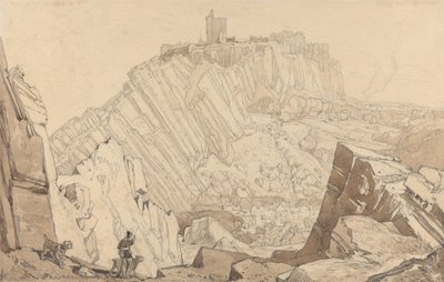 Domfront, Blik naar het zuidoosten door John Sell Cotman