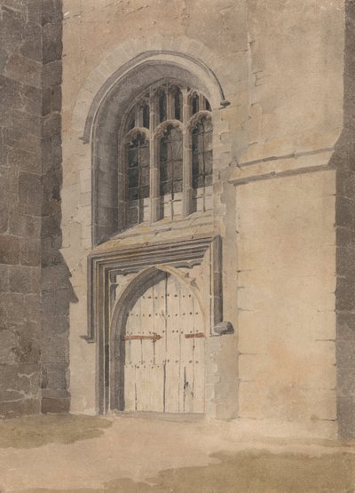 Deuropening en raam van een kerk door John Sell Cotman