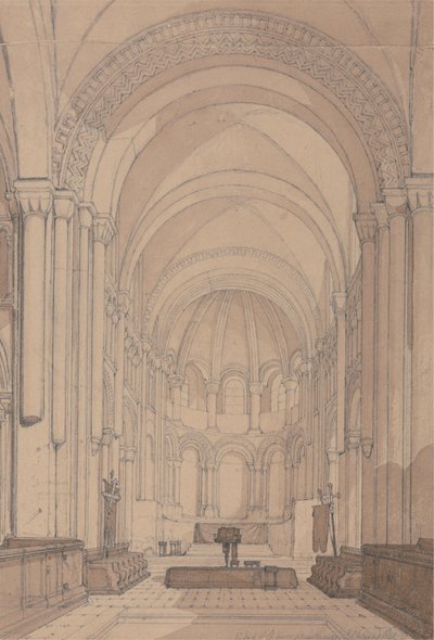 Oostkant van de Abdijkerk van Saint Georges de Bocherville, nabij Rouen, Normandië door John Sell Cotman