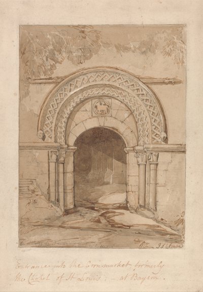 Ingang in de Cornmarket, vroeger de kapel van St. Louis, in Bayeux door John Sell Cotman
