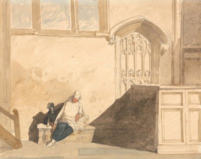 Boodschappenjongen in slaap in een kerk door John Sell Cotman