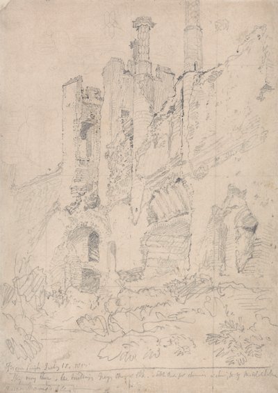 Framlingham Castle, Suffolk: Deel van het verwoeste interieur door John Sell Cotman