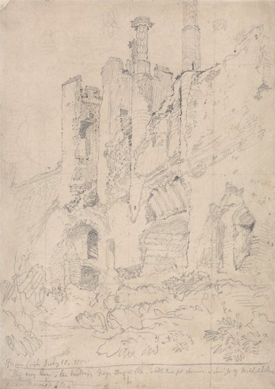 Kasteel Framlingham, Suffolk: Deel van het vervallen interieur door John Sell Cotman