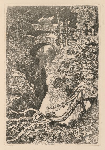 Liber Studiorum: Plaat 10, De Duivelsbrug, Cardinganshire door John Sell Cotman