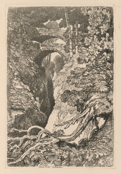 Liber Studiorum: Plaat 10, De Duivelsbrug, Cardinganshire, 1838 door John Sell Cotman