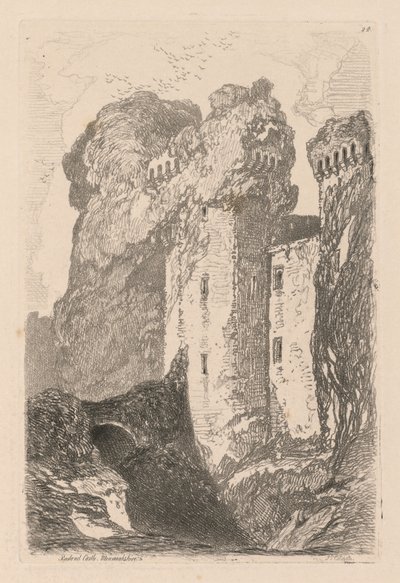 Liber Studiorum: Plaat 24, Ragland Castle, Monmouthshire door John Sell Cotman