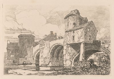 Liber Studiorum: Plaat 26, Monnow Bridge, Monmouthshire door John Sell Cotman
