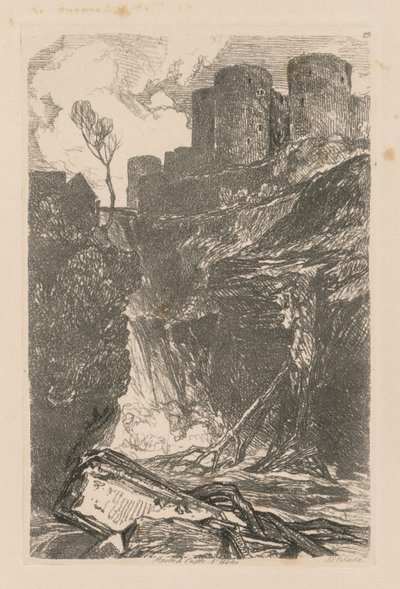 Liber Studiorum: Plaat 29, Harlech Castle, N. Wales door John Sell Cotman