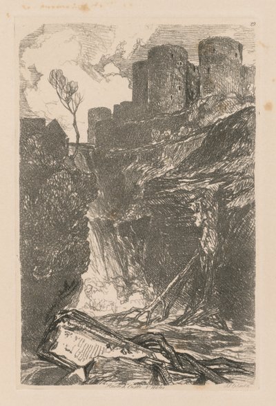 Liber Studiorum: Plaat 29, Harlech Kasteel, N. Wales, 1838 door John Sell Cotman